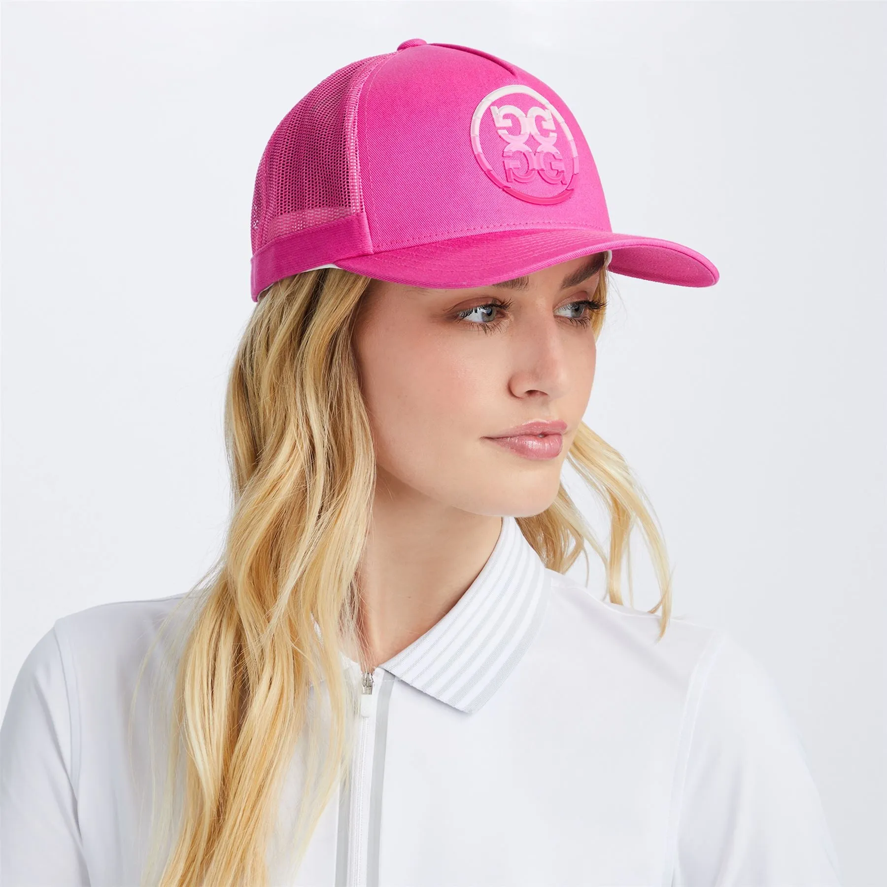 Womens Circle G'S Ombre Interlock Knit Trucker Hat Day Glo Pink - AW23