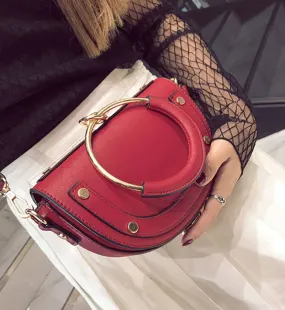 Women's PU Leather Mini Half Round Handbag