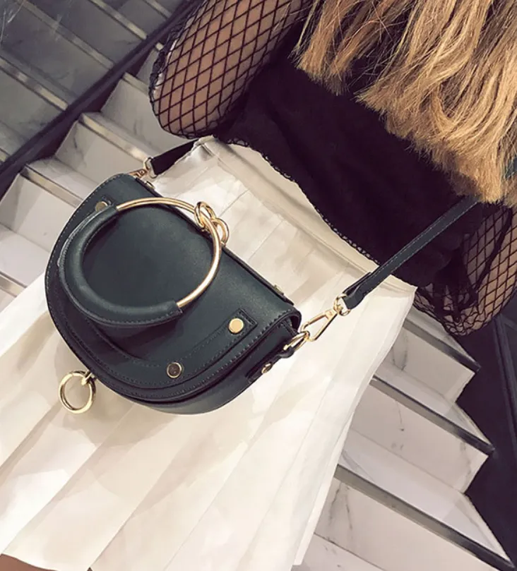 Women's PU Leather Mini Half Round Handbag