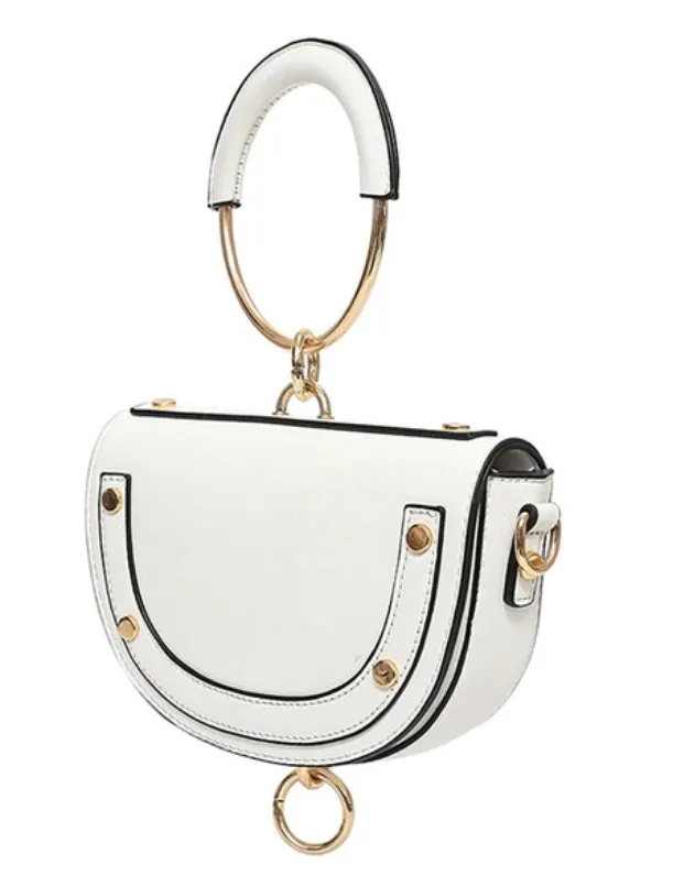 Women's PU Leather Mini Half Round Handbag