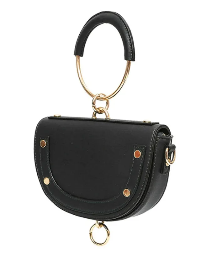 Women's PU Leather Mini Half Round Handbag