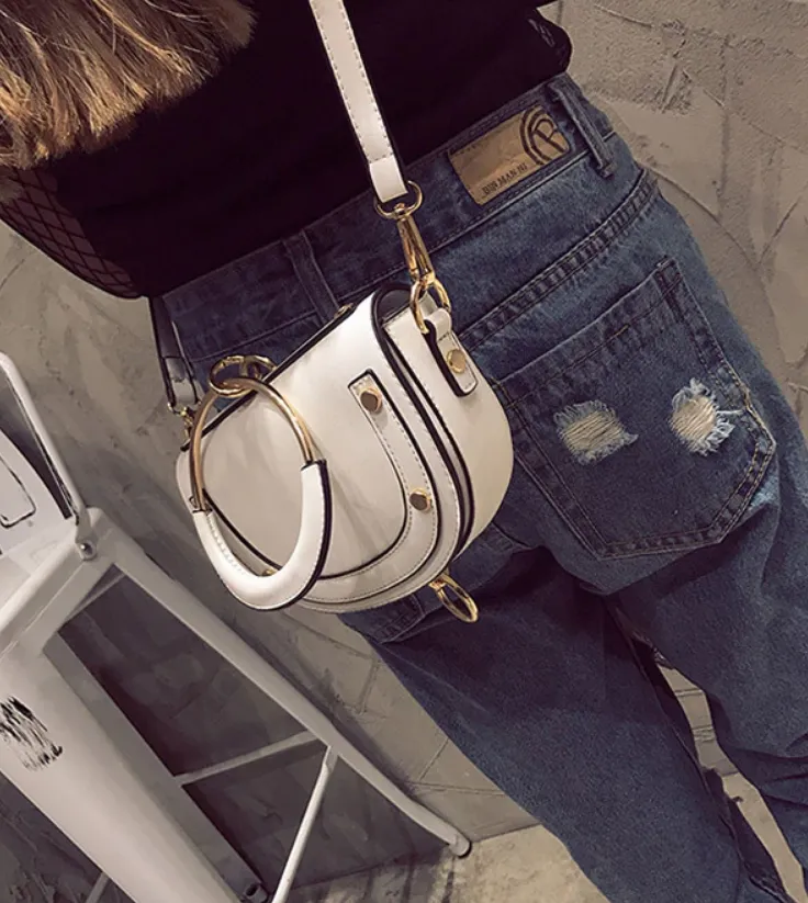 Women's PU Leather Mini Half Round Handbag
