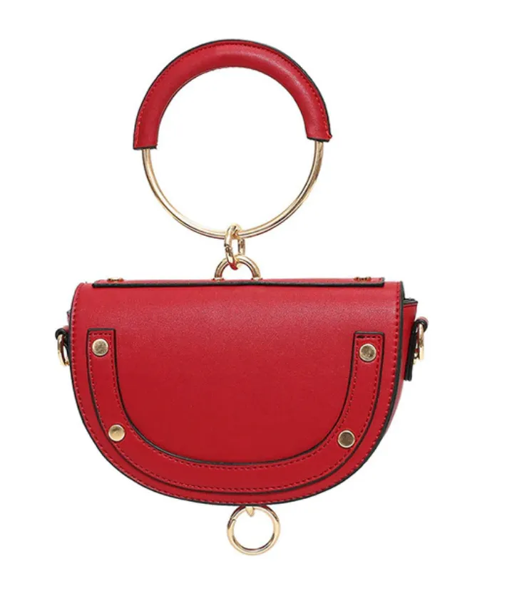 Women's PU Leather Mini Half Round Handbag