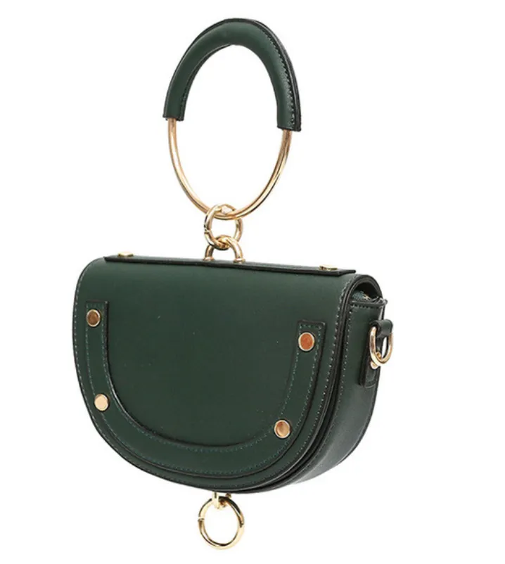 Women's PU Leather Mini Half Round Handbag