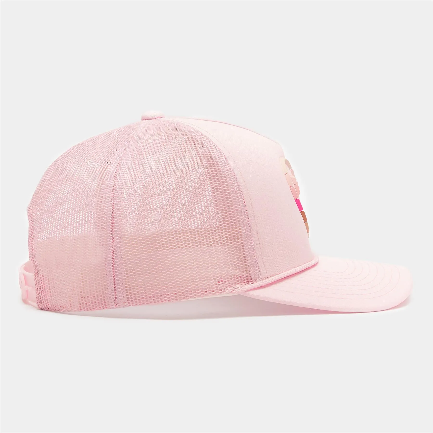 Womens Striped Heart G'S Interlock Knit Trucker Hat Blush - AW23