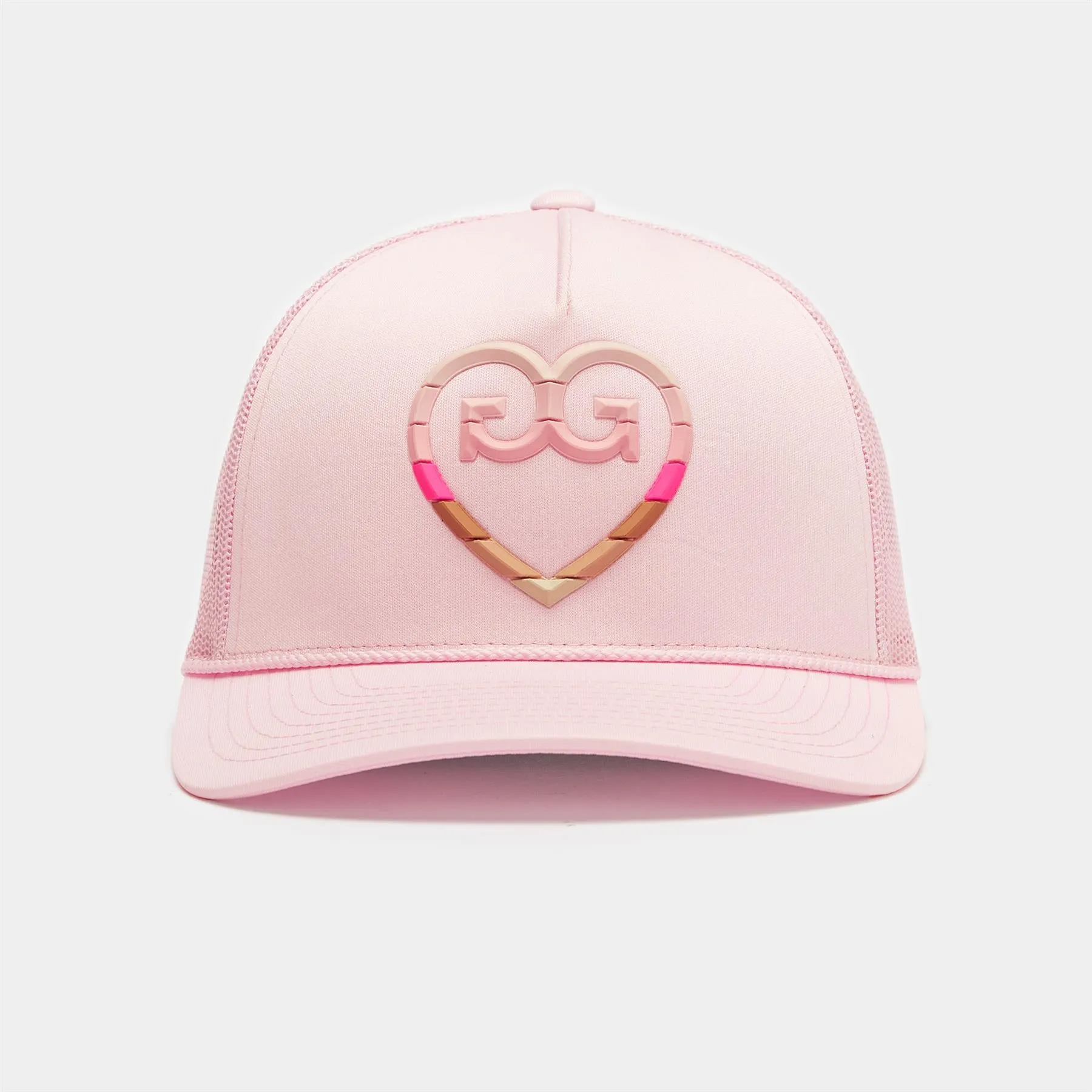 Womens Striped Heart G'S Interlock Knit Trucker Hat Blush - AW23