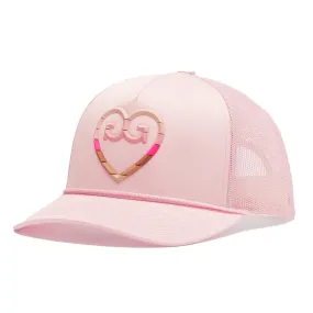 Womens Striped Heart G'S Interlock Knit Trucker Hat Blush - AW23