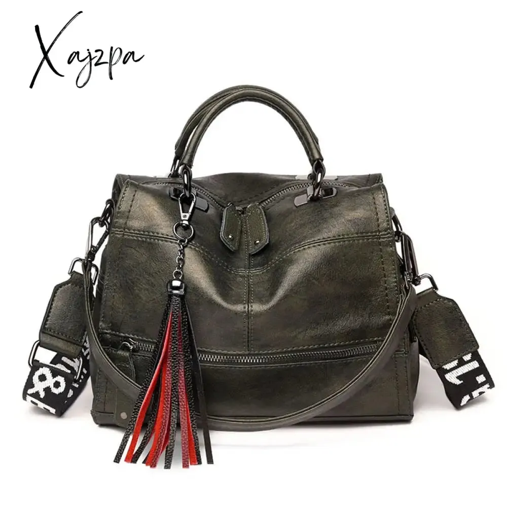 Xajzpa - New Fashion Tassel Women Handbag Leather Women Shoulder Bags Famous Brand Designer Women Bags Ladies Casual Crossbody Bags New