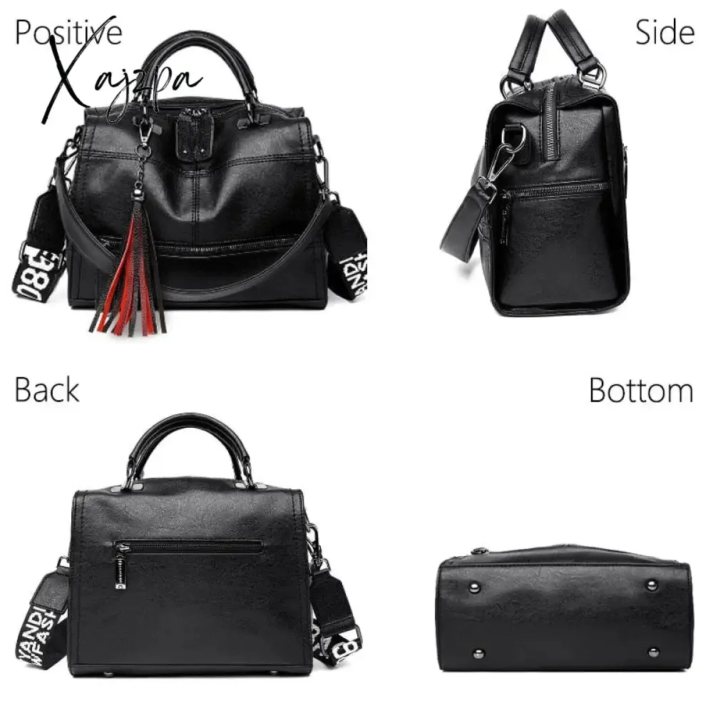 Xajzpa - New Fashion Tassel Women Handbag Leather Women Shoulder Bags Famous Brand Designer Women Bags Ladies Casual Crossbody Bags New