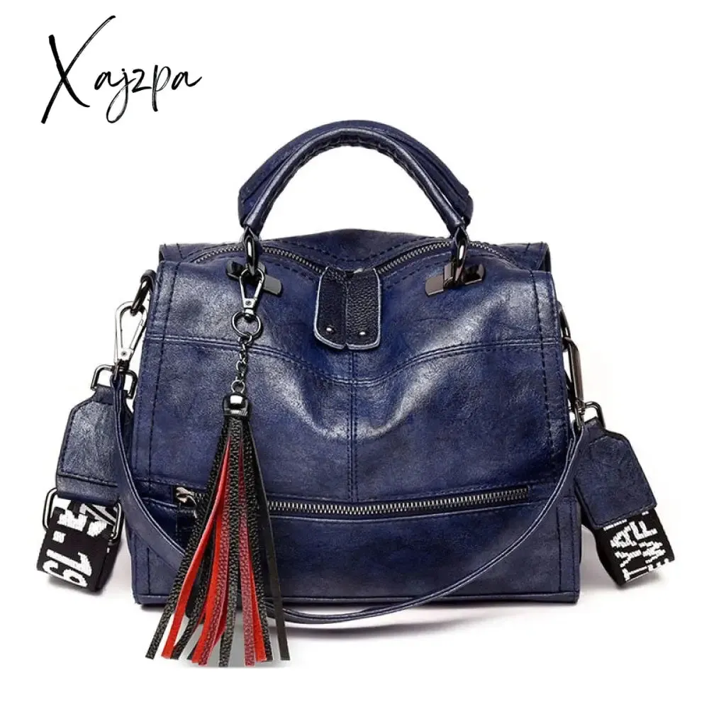 Xajzpa - New Fashion Tassel Women Handbag Leather Women Shoulder Bags Famous Brand Designer Women Bags Ladies Casual Crossbody Bags New