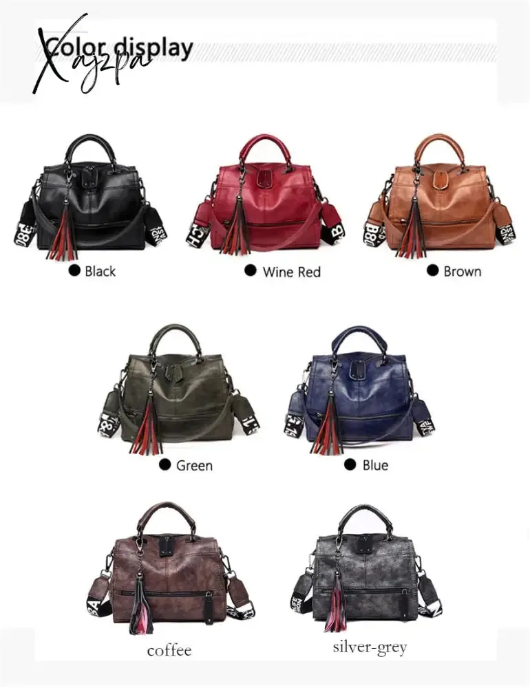 Xajzpa - New Fashion Tassel Women Handbag Leather Women Shoulder Bags Famous Brand Designer Women Bags Ladies Casual Crossbody Bags New