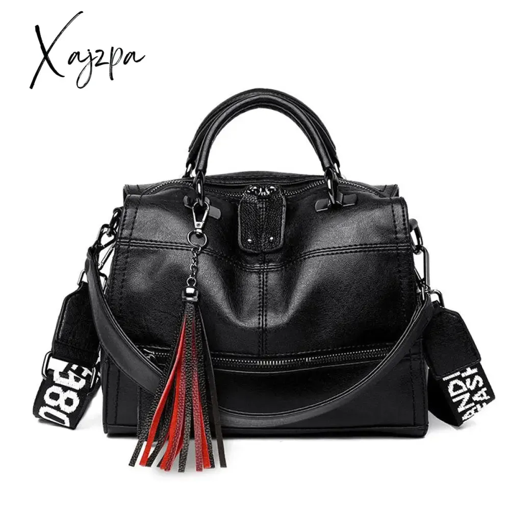 Xajzpa - New Fashion Tassel Women Handbag Leather Women Shoulder Bags Famous Brand Designer Women Bags Ladies Casual Crossbody Bags New