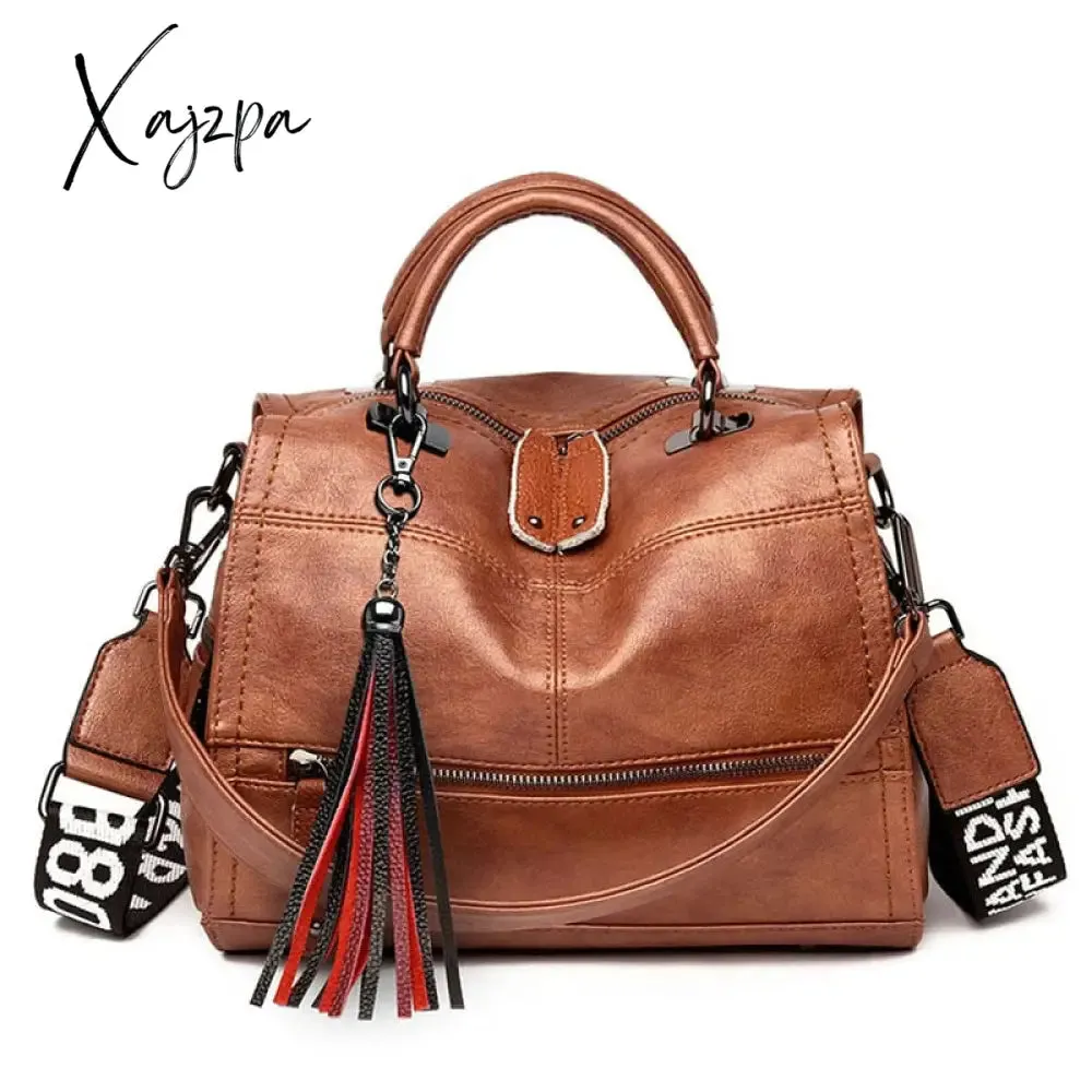 Xajzpa - New Fashion Tassel Women Handbag Leather Women Shoulder Bags Famous Brand Designer Women Bags Ladies Casual Crossbody Bags New