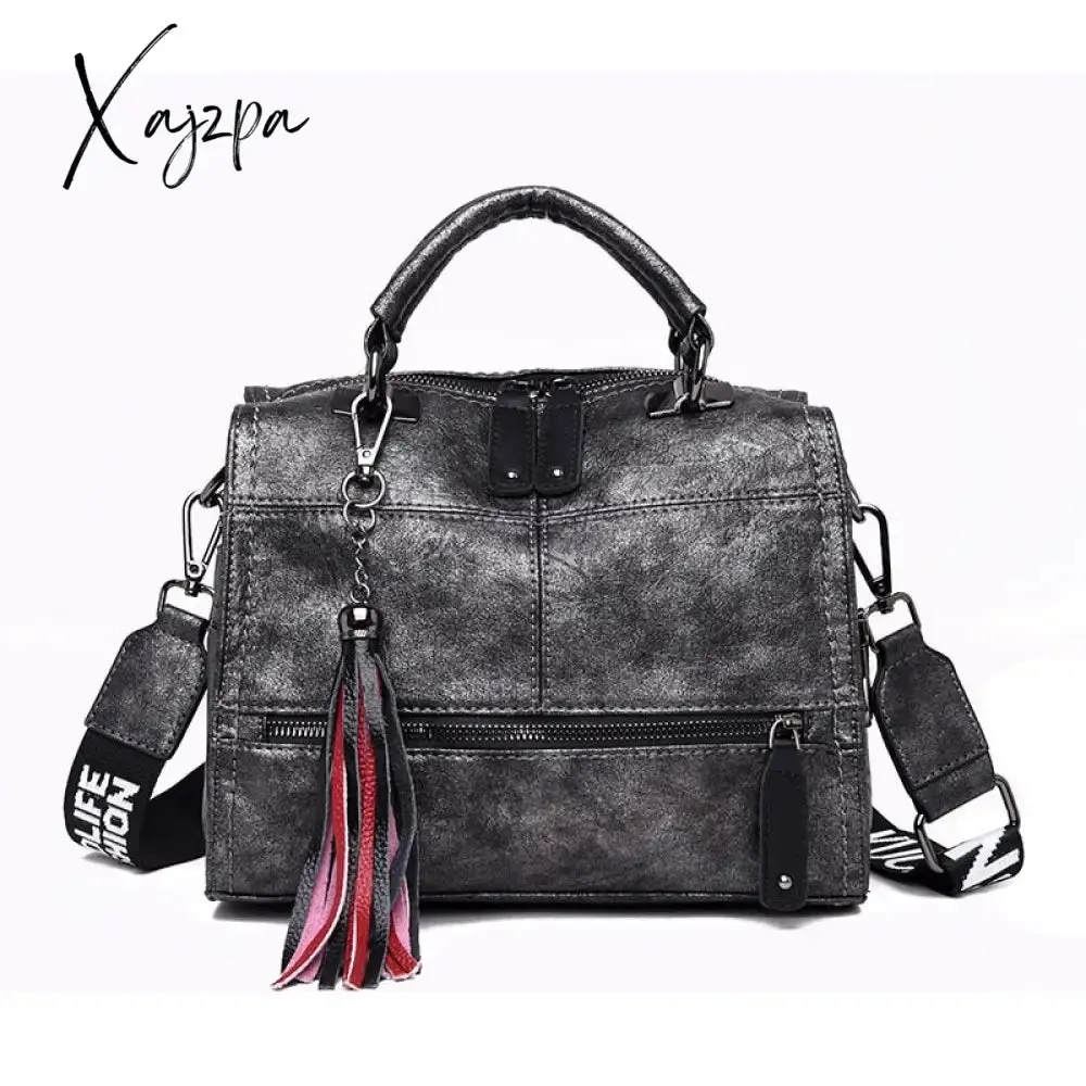 Xajzpa - New Fashion Tassel Women Handbag Leather Women Shoulder Bags Famous Brand Designer Women Bags Ladies Casual Crossbody Bags New