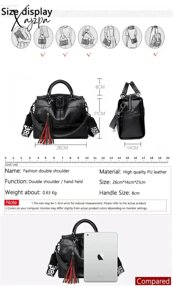 Xajzpa - New Fashion Tassel Women Handbag Leather Women Shoulder Bags Famous Brand Designer Women Bags Ladies Casual Crossbody Bags New