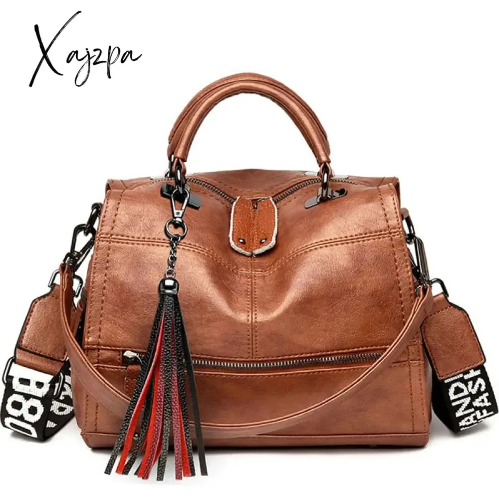 Xajzpa - New Fashion Tassel Women Handbag Leather Women Shoulder Bags Famous Brand Designer Women Bags Ladies Casual Crossbody Bags New