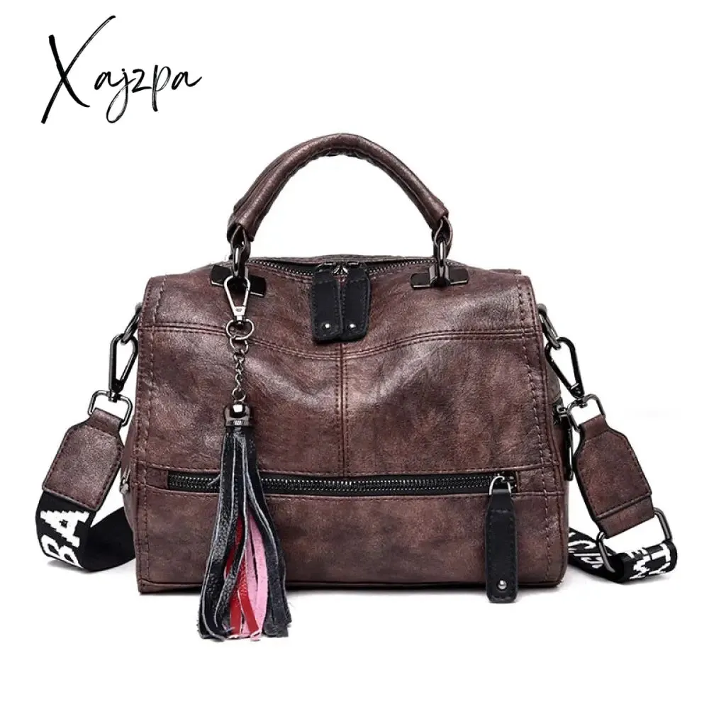 Xajzpa - New Fashion Tassel Women Handbag Leather Women Shoulder Bags Famous Brand Designer Women Bags Ladies Casual Crossbody Bags New