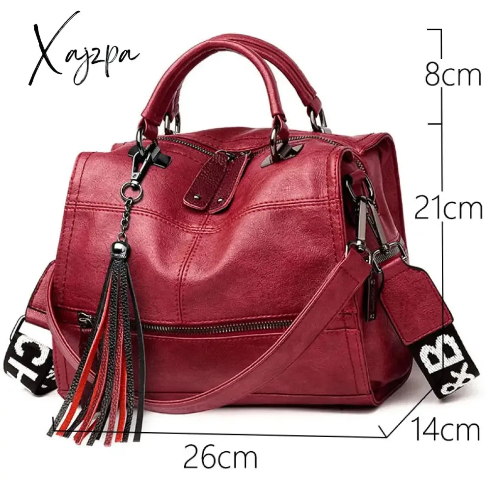 Xajzpa - New Fashion Tassel Women Handbag Leather Women Shoulder Bags Famous Brand Designer Women Bags Ladies Casual Crossbody Bags New