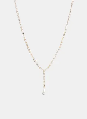 Zirconia Chain Pearl Pendant Necklaces