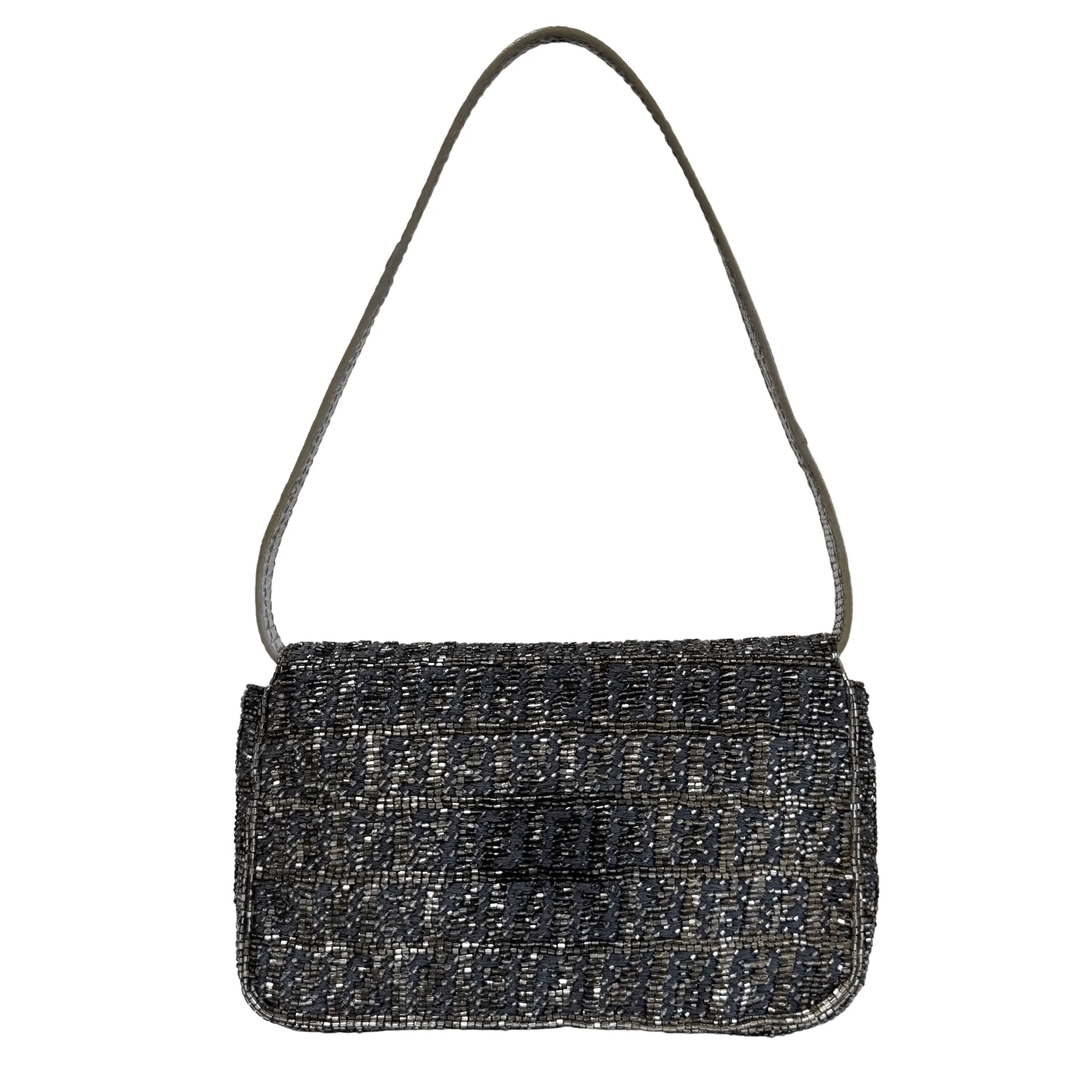 Zuccino Beaded Silver Baguette Mini Shoulder Bag