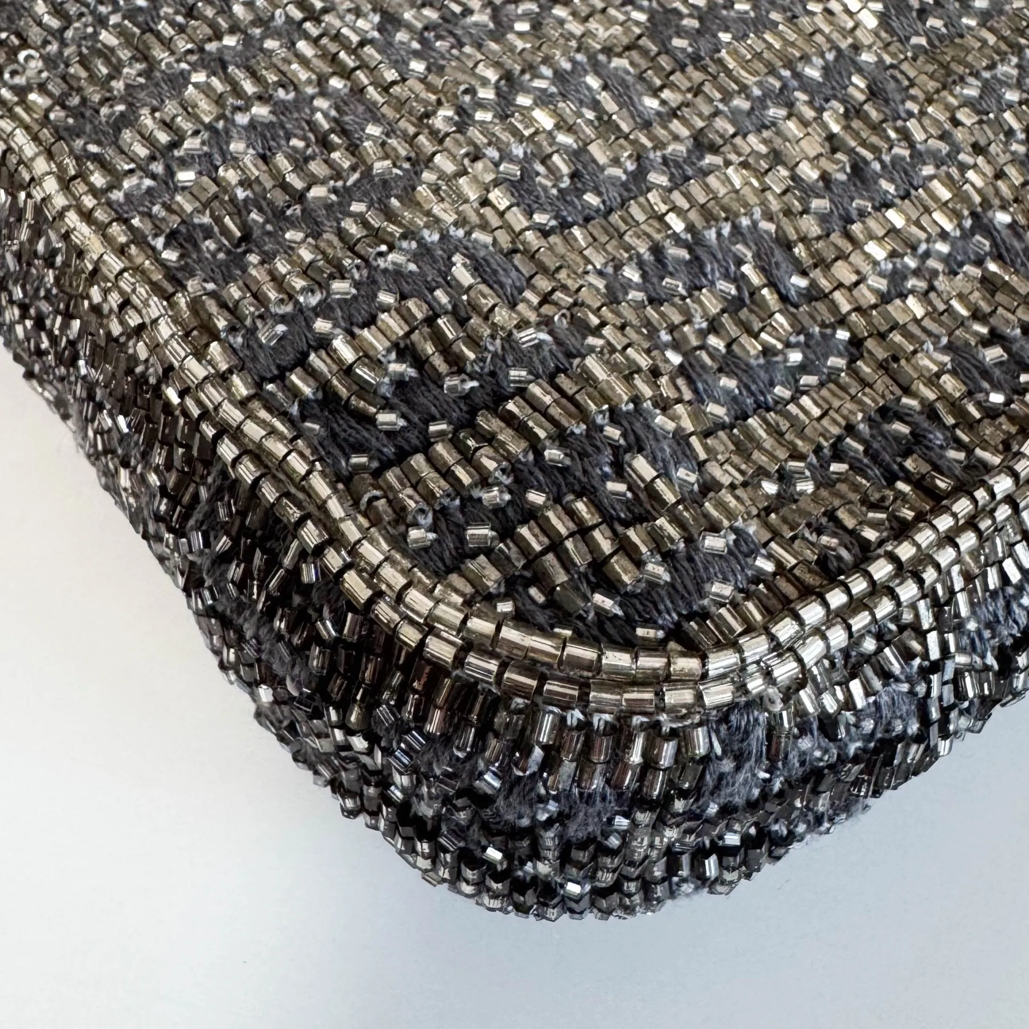 Zuccino Beaded Silver Baguette Mini Shoulder Bag