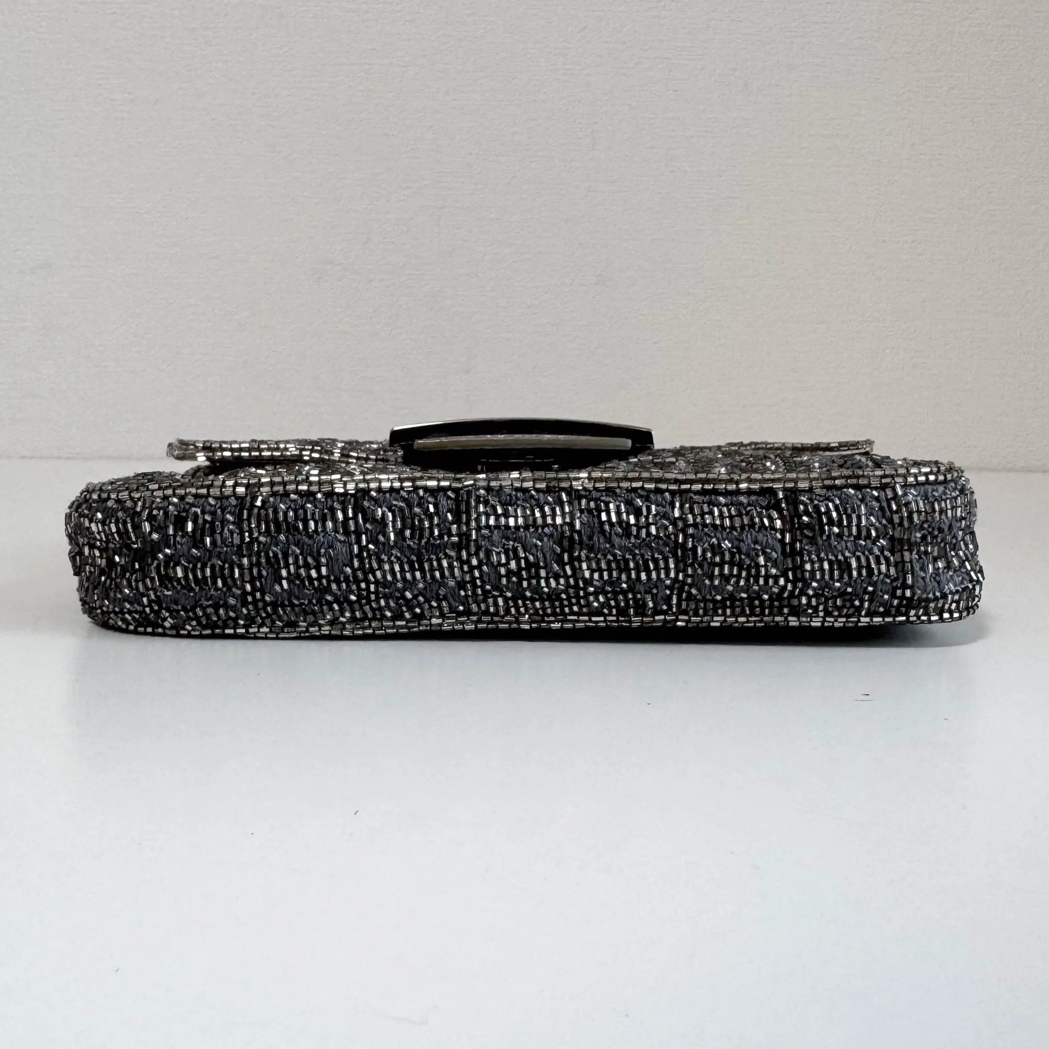 Zuccino Beaded Silver Baguette Mini Shoulder Bag