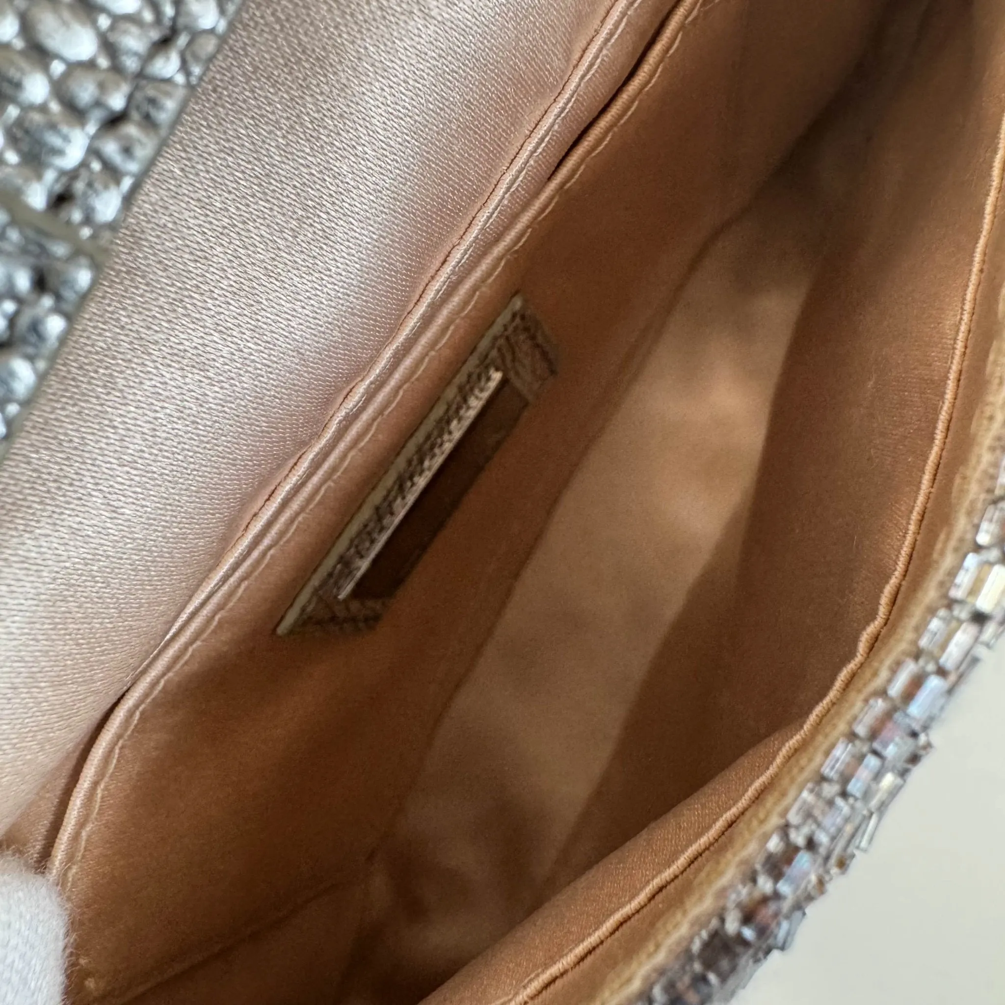 Zuccino Beaded Silver Baguette Mini Shoulder Bag