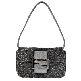 Zuccino Beaded Silver Baguette Mini Shoulder Bag
